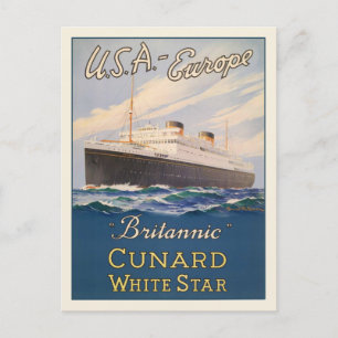 Postcard with Cruise Ship Advertising Poster