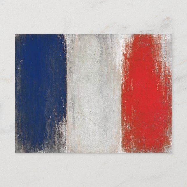 Postcard with Dirty Vintage Flag from France (Front)