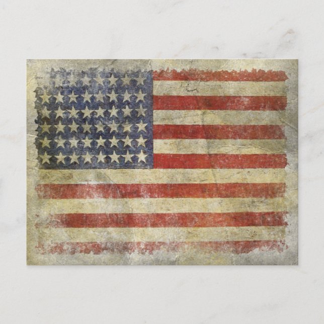 Postcard with Dirty Vintage Flag from USA (Front)