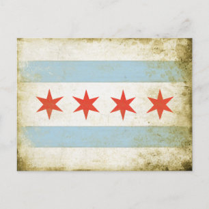 Postcard with Distressed Chicago Flag Print