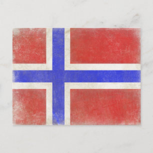 Postcard with Distressed Norwegian Flag