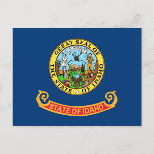 Postcard with Flag of Idaho State - USA