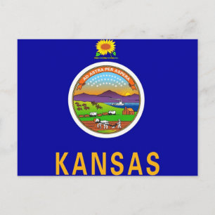 Postcard with Flag of Kansas State - USA