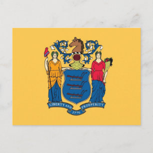 Postcard with Flag of New Jersey State - USA