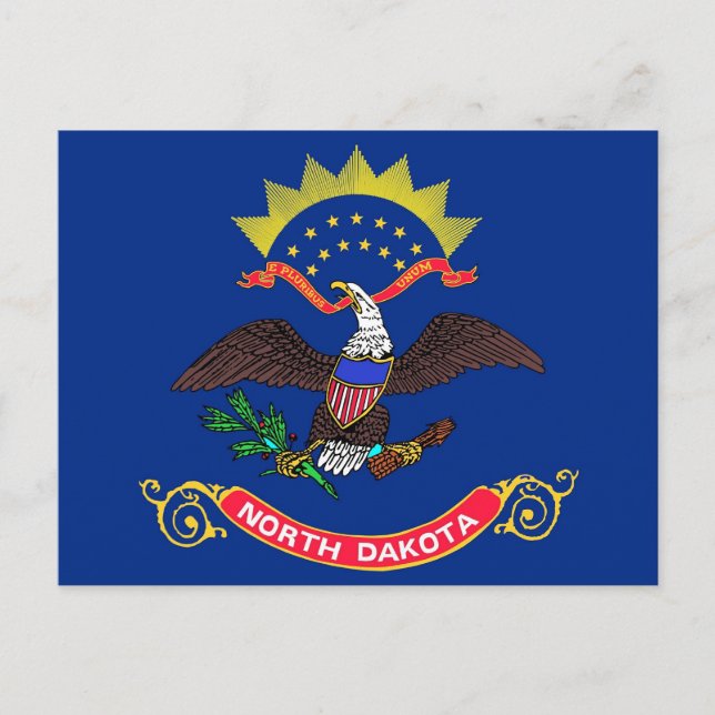 Postcard with Flag of North Dakota State - USA (Front)