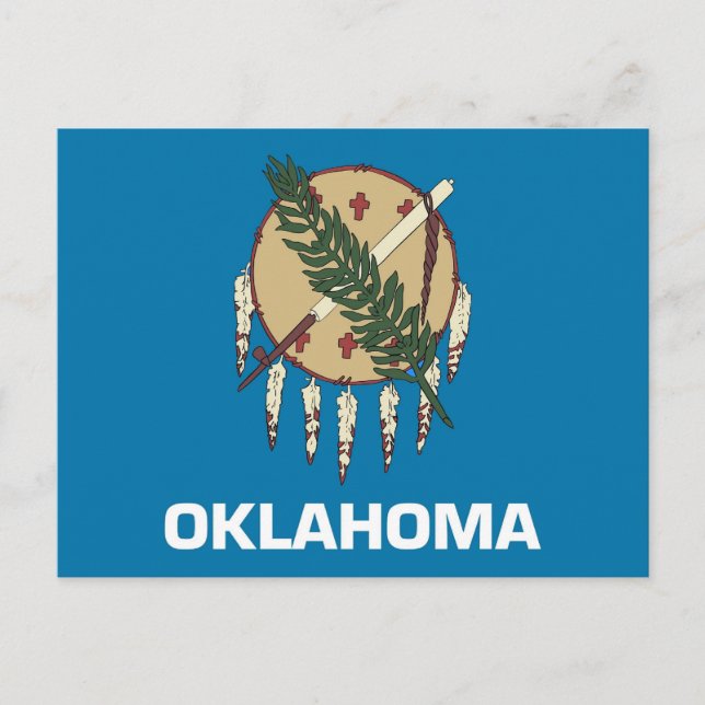 Postcard with Flag of Oklahoma State - USA (Front)