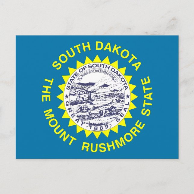 Postcard with Flag of South Dakota State - USA (Front)