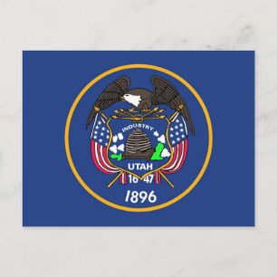 Postcard with Flag of Utah State - USA