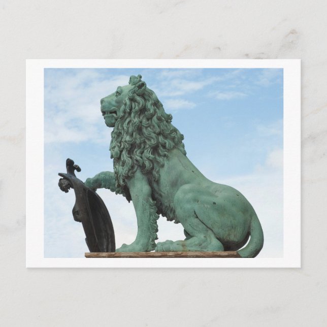 Postcard with Lion Statue (Front)