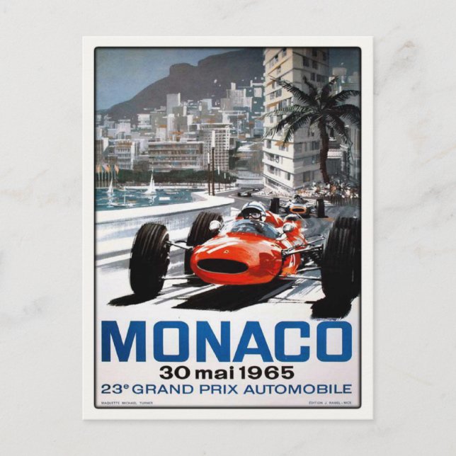 Postcard With Monaco Grand Prix Poster (Front)