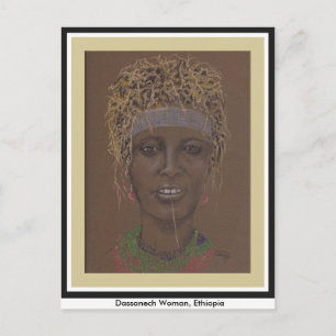 Postcard with original art, Ethiopian Woman