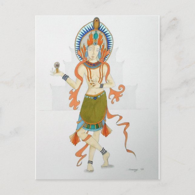 Postcard with original art of a Hindu Goddess (Front)