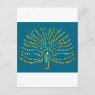 Postcard with Peacock Illustration