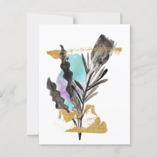 Postcard with Protea flower and gold element
