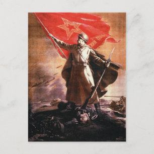 Postcard with Russian WWII Propaganda Print