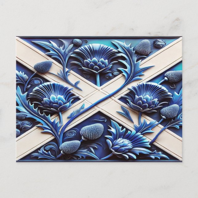 Postcard with Scottish Thistles Design (Front)