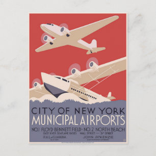 Postcard With Vintage Airport Poster