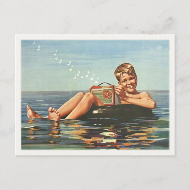 Postcard with Vintage Boy On The Ocean (Front)