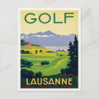 Postcard With Vintage Golf Poster Print