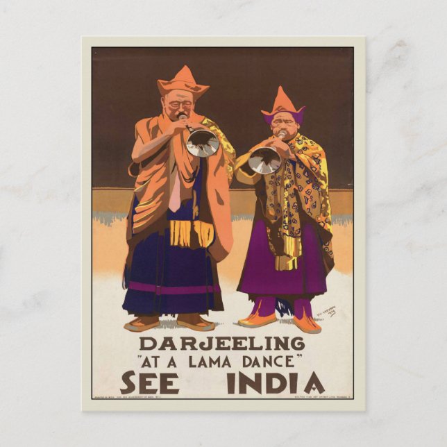 Postcard With Vintage India Poster Print (Front)