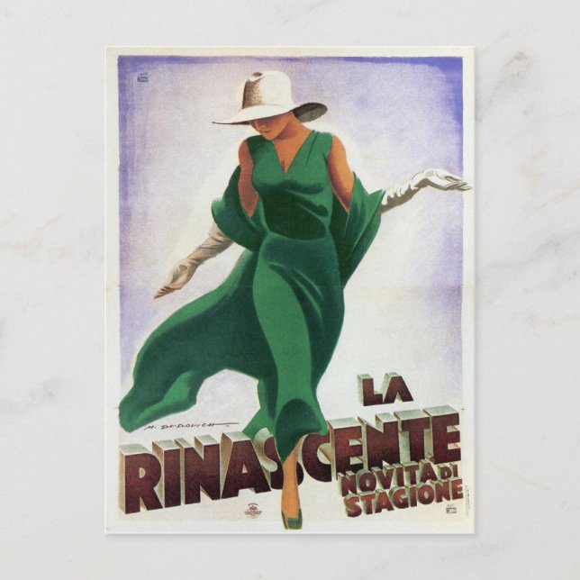 Postcard with Vintage Italian Fashion Print (Front)