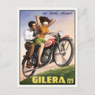 Postcard with Vintage Moto Poster Print