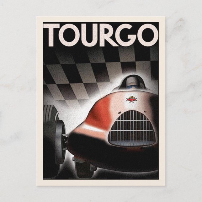 Postcard With Vintage Motor Racing Poster Print (Front)