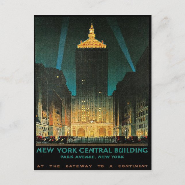 Postcard with Vintage New York Central Print (Front)