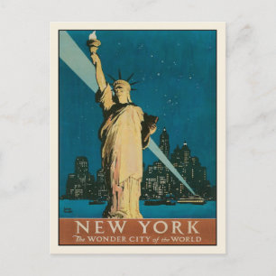 Postcard with Vintage New York Poster Print