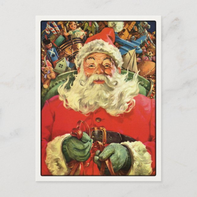 Postcard with Vintage Santa Claus Greetings (Front)