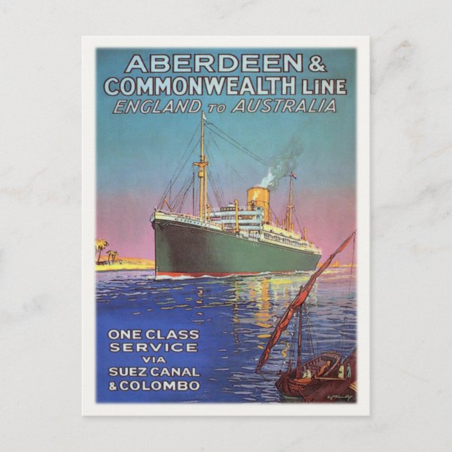 Postcard with Vintage Shipping Line Print (Front)