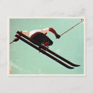 Postcard with Vintage Ski Bum Print
