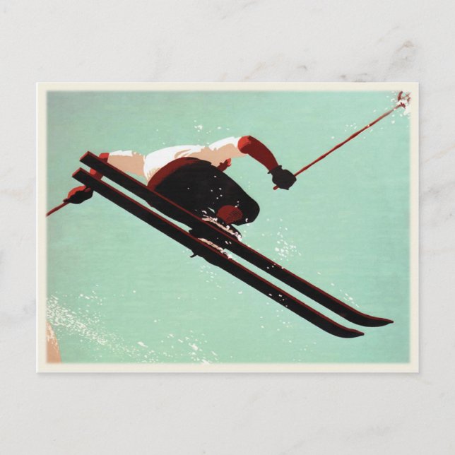 Postcard with Vintage Ski Bum Print (Front)