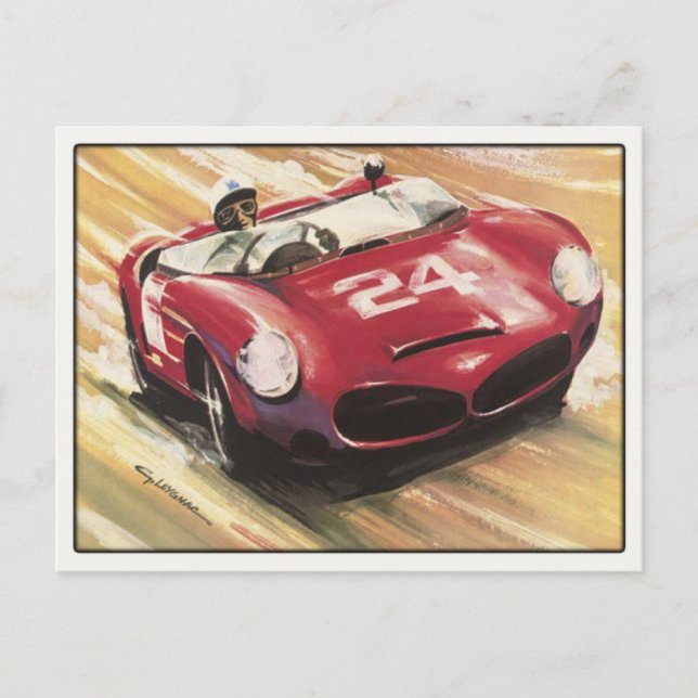 Postcard With Vintage Sport Car Poster Print (Front)