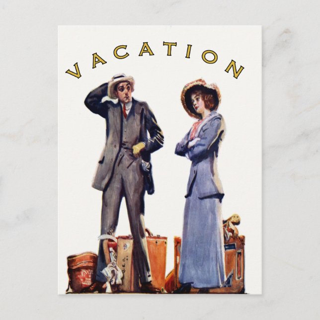 Postcard With Vintage Vacation Print (Front)