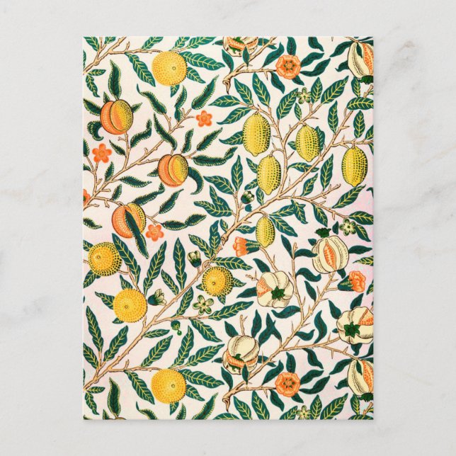 POSTCARD WITH WILLIAM MORRIS YELLOW "POMEGRANATES" (Front)