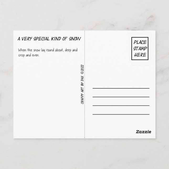 Postcard, Yellow, Snow, Yellow Snow, Winter Postcard (Back)