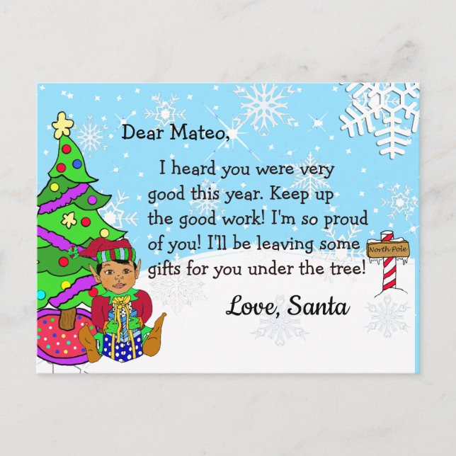 Postcards from Santa: Holiday Ethnic Elf (Front)