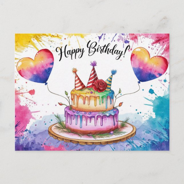 Postcards Happy Birthday Gateau 03 (Front)
