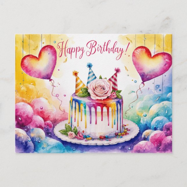 Postcards Happy Birthday Gateau 11 (Front)