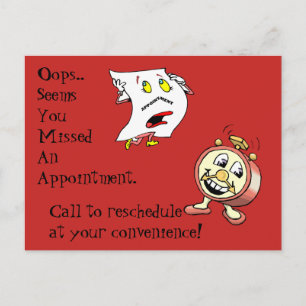 Postcards missed appointment customer contact note