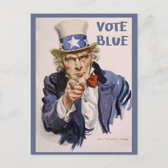 Postcards to Voters UNCLE SAM Vote Blue (Front)