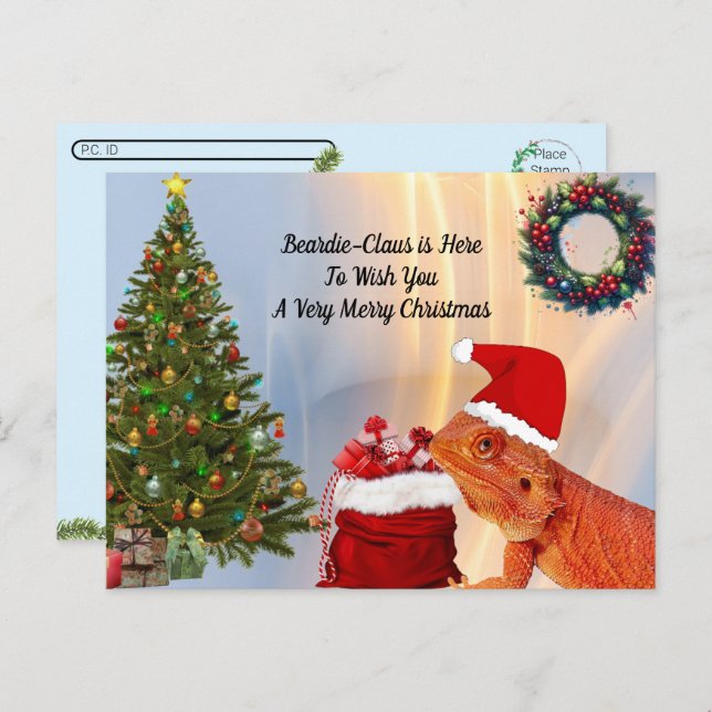 Postcrossing - Beardie-Claus - Bearded Dragon  Postcard (Front/Back)