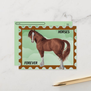 Postcrossing - Brown Horse Postage Look Postcard