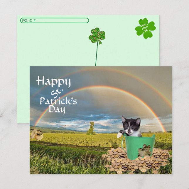 Postcrossing - Foxi Moxi Cat's St. Patrick's Day Postcard (Front/Back)
