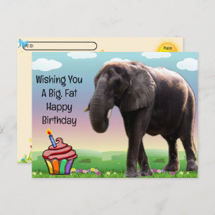 Postcrossing Fun Elephant Birthday Postcard