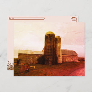 Postcrossing -Old Barn: Red Moon Mourning Postcard