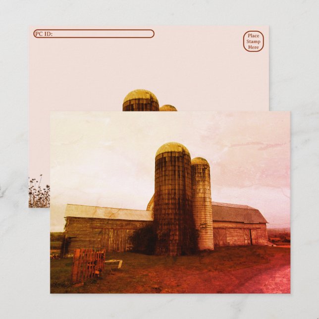 Postcrossing -Old Barn: Red Moon Mourning Postcard (Front/Back)