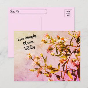 Postcrossing Pink Wildflower Quote Postcard