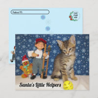 Postcrossing - Santa's Little Helpers - Cat & Elf